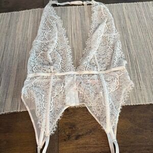 Victoria's Secret Lace Plunge Halter with Garter